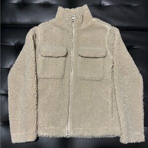 H&M Cream Regular Fit Teddy Fleece Jacket